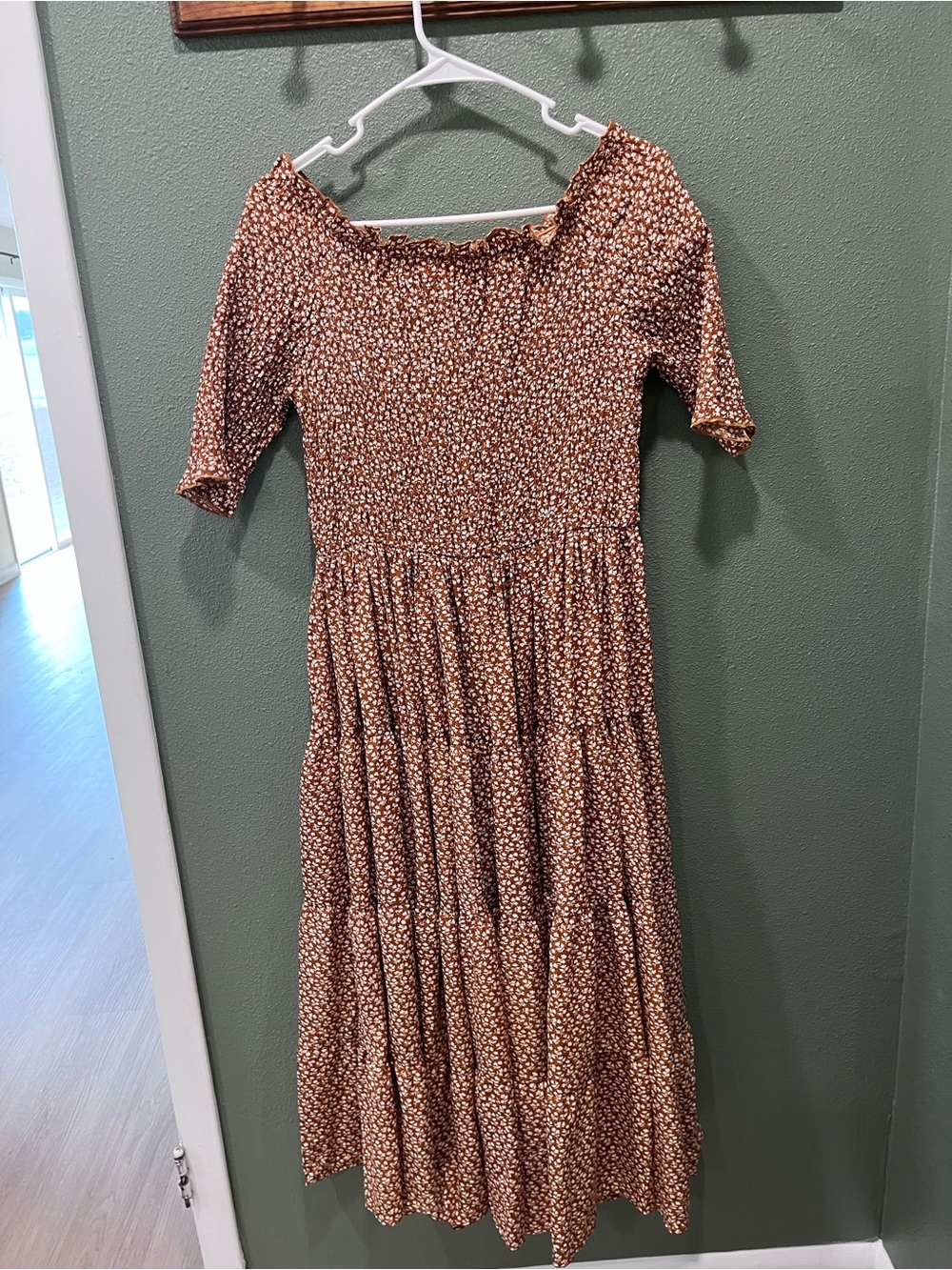 orange creek Brown Floral Smocked Maxi Dress